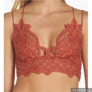 Free People One Adella Lace Crochet Bralette in Copper Women's